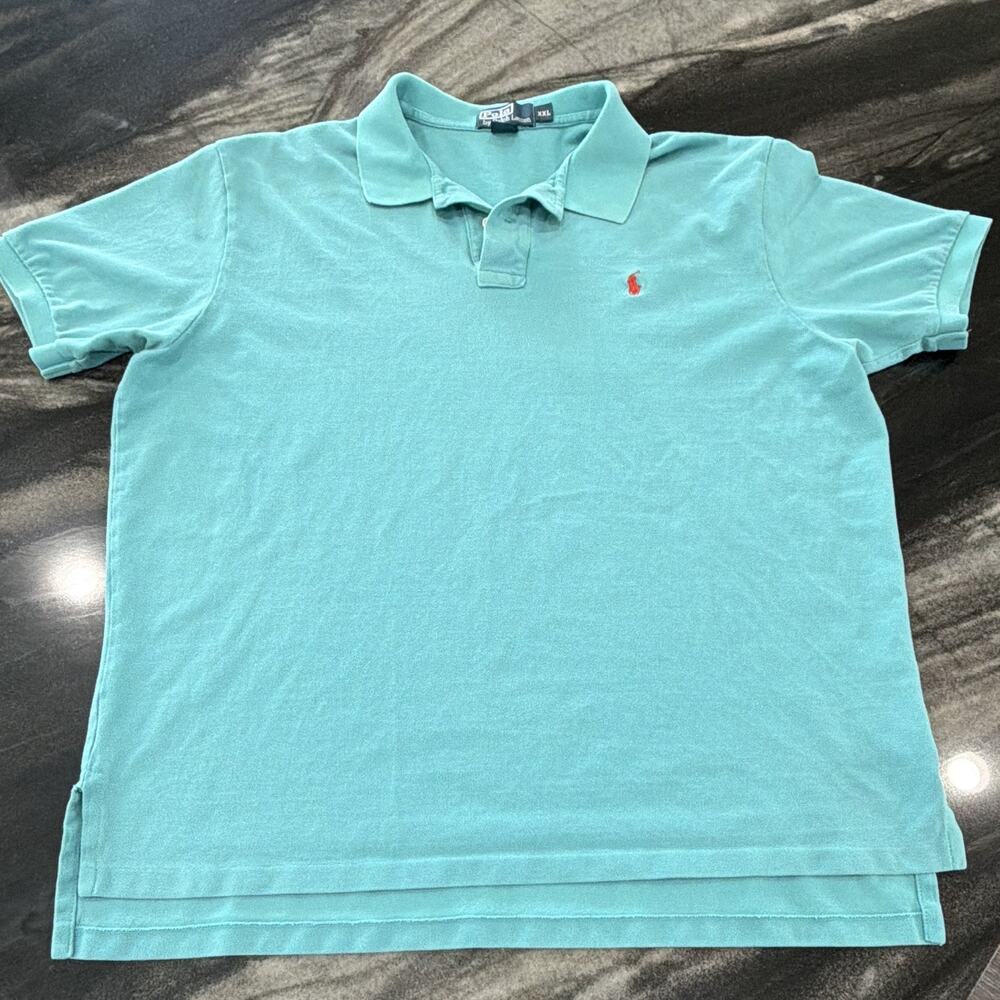 Polo Ralph Lauren XXL Turquoise Polo Shirt Red Pony Short Sleeve Cotton Men’s